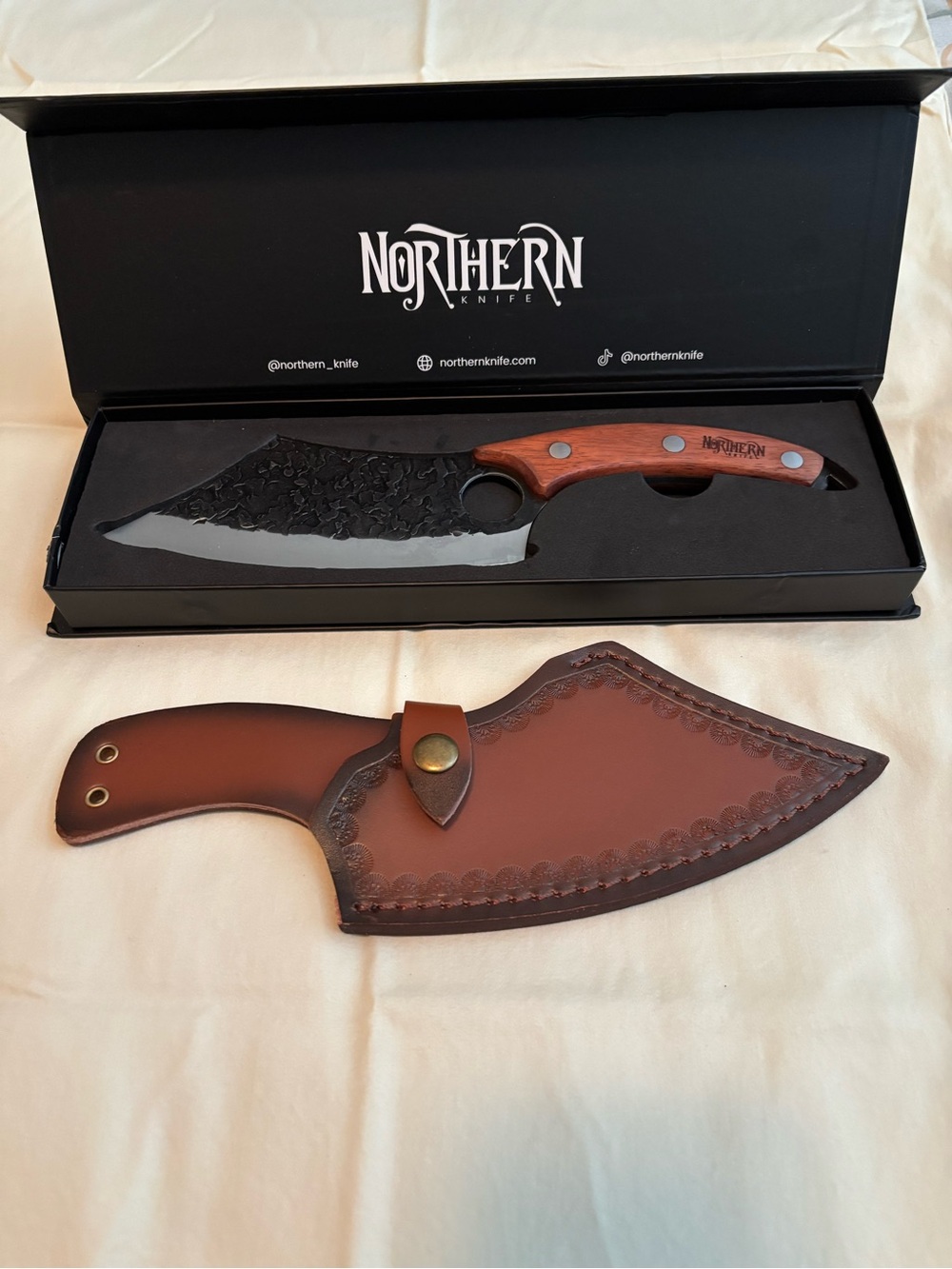 Chef’s Knife with Brown Wood Handle